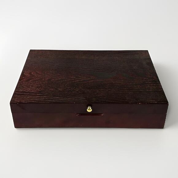 Vintage Wood Flatware Storage Chest w/Drawer State Farm - Picture 1 of 6